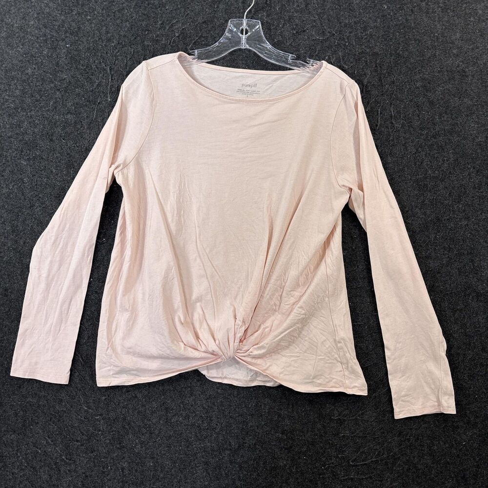 Pure Jill Soft-Knot Top Women's Small Pink Twist Front Jersey Tee Tunic